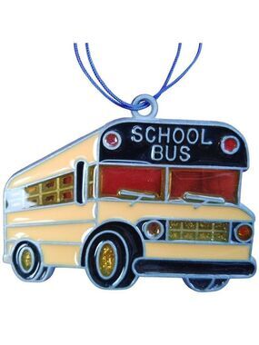 School Bus Christmas Glass Ornaments